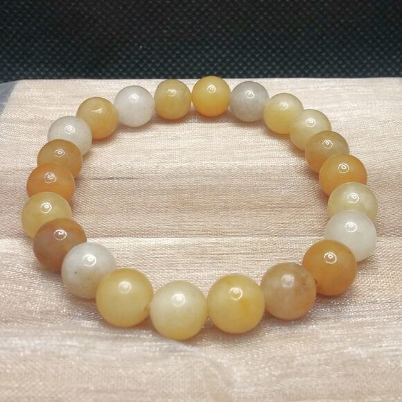 Gemstone Bracelet Yellow Topaz Jade 8mm Beaded Handmade Stretch Natural NEW - Picture 11 of 13